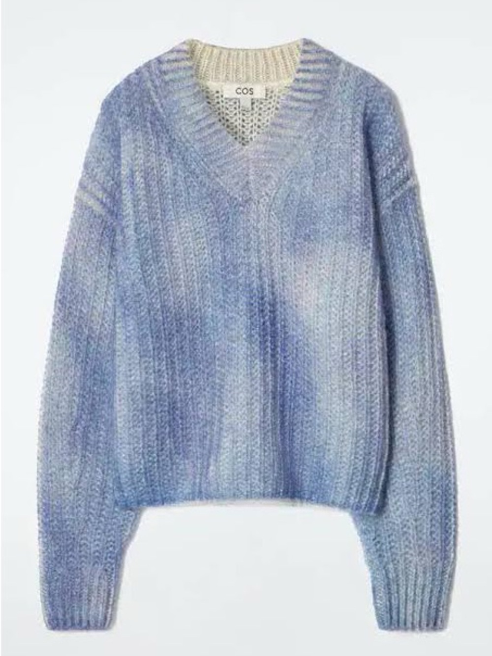 COS Lavender-Blue V-Neck Mohair Blend Sweater